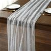 LQTSLFM Runner per Tavola in Tulle, Runner Tavola con Paillettes per Interni, Feste (Argento)