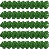 XIHIRCD 50pz Foglie di Palma Artificiali, Foglie Finte Tropicali da 15cm Foglie Verdi Finte di Monstera per Decorazioni da Tavola di Compleanno Safari Hawaiano Festa Nella Giungla di Luau (Taglia S)