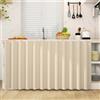 Odot Tenda per Mobile Sottolavello Cucina, Tende Corta Sotto Il Lavandino Cotone e Lino Tinta Unita Autoadesiva Fibbia in Nylon per Antipolvere Ombreggiatura (Beige,W 120cm H 80cm)