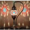 DEMMEX Lampada turca autentica DEMMEX, realizzata in Turchia, lampada da comodino da tavolo in mosaico marocchino turco, realizzata al 100% a mano, corpo in metallo color antico e base martellata, Multicolor