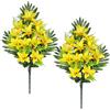Oairse 2 fiori artificiali per tomba gialli artificiali bouquet di fiori di giglio finti fiori commemorativi per flora cimitero composizione natalizia decorazione tomba