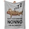 Apjielop Festa dei Nonni, Regalo Nonno, Regalo Nonno Compleanno, Grigio Chiaro Plaid | Regalo Compleanno, Natale, Festa del Papà per Nonno - Coperta Morbida Non Disturbare Nonno In Ricarica 157*132cm