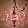 DEMMEX Lampada a sospensione a mosaico turco marocchino, lampada da soffitto con catena da 4,5 metri e spina, fatta a mano, prodotta in Turchia, Rosa Rosso