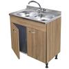 Arredobagno e Cucine Mobile Cucina 2 sportelli, lavello Inox 90, 2 vasche componibile sottolavello Rovere
