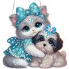 MOTGOM 5D Diamond Painting Pendente Ciondolo Kit Gatto Carino e Cane, Pittura Diamante per Acchiappaluce, Diamond Painting Artigianale Per la Decorazione della Parete di Casa
