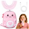 Yfjyxen 360° Spazzolino Ultrasonico Bambini, Spazzolino Automatico Dinosauro Brush Con Testine In Silicone E Luce LED, Masticabile Impermeabile IPX7 Per Lavarsi I Denti Più Facilmente(Pink 6-12 Year)