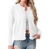GRECERELLE Cardigan da donna lavorato a maglia girocollo leggero a maniche lunghe cardigan maglione da donna button down smerlato coprispalle maglione per abito estivo sera matrimonio, bianco, M
