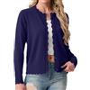 GRECERELLE Cardigan da donna lavorato a maglia girocollo leggero a maniche lunghe cardigan maglione da donna button down smerlato coprispalle maglione per abito estivo sera matrimonio, blu navy, S