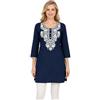 LIBOZA Lakhnavi Chikankari - Kurti da Donna con Ricamo, Elegante Top Etnico a Mezza Kurta, Tunica con Design a Tunica, Blu Navy, M