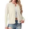 GRECERELLE Cardigan corto da donna, con scollo rotondo e bottoni, leggero, a maniche lunghe, casual, con orlo a costine, XXL