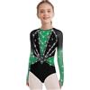 Yhong Costume Ginnastica Ritmica Bambina Body Classico Maniche Lunghe Mono Pattinaggio Artistico Costume Ballerina Spettacoli Verde 13-14 anni