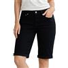 NOROZE Bermuda da Donna al Ginocchio, in Denim, Elasticizzati, a Contrasto, con Risvolto, in Denim, con Orlo Arrotolato, Casual, Estivi, Classici, in Cotone, con Tasche, Blu Medio E427