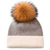 Brillabenny Cappello Cuffia Cashmere PON PON Vera Pelliccia MURMASKY per Donna Uomo Berretto Montagna Regalo Natale (Beige Marrone)