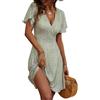 LIAMERHE Abito Estivo Donna Scollo a V Vestito a Portafoglio Manica Corta Floreale Abiti al Ginocchio Elegante per Cerimonia Invitata Matrimonio Spiaggia Vacanza Casual Boho Chic Floreale-4 S