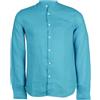 Coveri Camicia Uomo Collection in Puro Lino con Collo Coreana, Turchese M