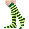 BAOKELAN Calzini lunghi al ginocchio per bambini a righe casual calzini alti alla coscia, Giallo e verde., One Size