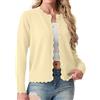 GRECERELLE Cardigan da donna corto con scollo rotondo e bottoni, a maniche lunghe, casual, con orlo a costine, cardigan da donna, M