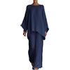 Gienslru 2 Pezzi Tuta Donna Complete Elegante Lino Estivo Boho Chic Top Kaftano Vintage e Pantaloni Gamba Larga Tute Curvy Completo Cerimonia Leggero Taglie Forti Spiaggia Vacanze Primaverile Set