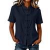 GMQWRK Camicie a maniche corte da donna in stile etnico vintage con bottoni pieghevoli, top orientali da donna, camicette estive leggere abbigliamento tradizionale cinese abbigliamento casual, Marina
