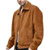 FLAVOR Giacca Bomber Casual In Pelle Vera Scamosciata Genuina Per Uomo