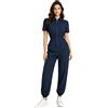 Loodgao Tuta Scrub Infermiera Donna Jogger con Tasche Multiple e Zip Frontale e Vita Elastica Uniforme Lavoro Medica Sanitaria Tuta da Meccanico per Ospedale e Officina
