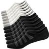 Ueither Uomo Calzini Fantasmini Antiscivolo Calze Corti Cotone Sneaker Calze Invisibili Traspirante Taglio Basso(Nero/Bianca (3 Paia Ogni),38-44)