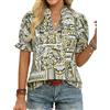 GRACE KARIN Camicette Estive da Donna con Motivo Floreale Boho, Henley con Scollo a V, Top Casual, Tunica per Vacanza e Festa, Verde, S