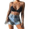 mini kitty Top sexy da donna in rete a maniche lunghe glitterato canotta abito con strass a rete abito da club vedere attraverso camicia crop top lingerie smock minigonna camicia da notte per abiti da festa San