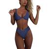 geluboao Bikini da Donna Set Tinta Unita Scollo a V Nodo Anteriore Push Up Gamba Alta Perizoma Costume da Bagno Due