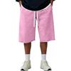 Generic Pantaloni a 3/4 da uomo, in tinta unita, sportivi, per il tempo libero, casual, a tre quarti, leggeri, con tasche, 01-rosa, XL