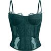 Dealmore - Corsetto per donne, in pizzo, con spalline sottili, per uscire, appuntamenti, feste, Verde, Small