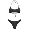 F**K Bikini Donna Top Regolabile con Slip Culotte Fissa Nero SW1102-BK
