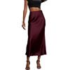OLIPHEE Gonna Donna Lunga Raso Elegante Maxi Gonne da Donna Solida Colore Elastica Vita Alta A-Line Skirt in Satin Casual Vestiti Vacanza Business