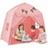 HOMASIS Capanna per Bambini da 3 a 12 anni, Tenda per Bambini con Bandierine e Lucine da Interno ed Esterno, Casetta da Gioco con Finestre da Cameretta, 157 x 98 x 148 cm (Rosa)