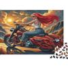 BNKJTFHZGLDQ Donna su Moto Rossa Puzzle 1000 Pezzi Carta per Adulti Paesaggio Strada al Tramonto Puzzle per Famiglia Relax Decorazione Regalo Focalizzazione 70x50cm/1000pcs