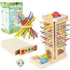 TTOPBAO Giochi Montessori 3 Anni, Gioco in Legno 3 in 1 con 40 Bastoncini | Con palline e scatola in legno, 3 modalità di gioco per sviluppare logica, concentrazione, coordinazione e motricità fine