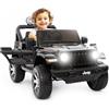 BabyCar Jeep Elettrica Per Bambini | Auto con Sedili in Pelle, Porte Apribili, MP3/USB/Micro SD | Macchina Elettrica per Bambini 12V con 2 Motori 35W | Licenza Ufficiale Jeep | Nero