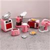 KARLOR Set di utensili da cucina in miniatura, per forno, bollitore elettrico, macchina per il caffè, forno a microonde, mini utensili da cucina 1:12, accessori decorativi (rosa)