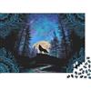 G9X5T3Y7 Sagoma di Lupo Foresta Notturna Puzzle 1000 Pezzi Carta per Adulti Scena Lunare Puzzle per Famiglia Relax Decorazione Casa Regalo Festivo 38x26cm/1000pcs