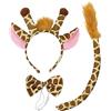 SKHAOVS Set di 3 costumi da giraffa, orecchie da giraffa, coda e papillon, costume da giraffa per bambini, accessorio per cosplay, per compleanno, Halloween, feste in maschera
