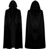 LOMIMOS Mantello nero con cappuccio, 150 cm, per bambini e adulti, per Halloween, Natale, Carnevale