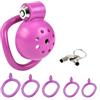 BDSMYEE Chastity Cage con 5 Anelli Curvi, Gabbietta di Castità con Tappo Uretrale in Metallo, Gabbietta di Castità Set di Anelli Pene Cock Cage Sex Toys per Uomini (Viola)