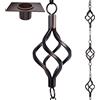 Aseneat Set di catene antipioggia per uccelli da 2,5 m, in ferro battuto, non arrugginiscono, per grondaie, con adattatore Gotta Drain e Rain Chain Anchoring Stake, 13 tazze, 1 gancio, lunghezza regolabile