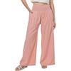 Lofbaz Donna Estate Cotone e Lino a Gamba Larga Fluttuante Pantaloni Palazzo Spiaggia a Vita Alta Boho Lunghi da Relax con Tasche Rosa Legno Rosa 2XL