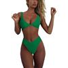 geluboao Bikini Set per Le Donne Solid V Neck Knot Front Push Up Gamba Alta Perizoma Due Pezzi Costume da Bagno, Verde Scuro, L