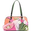 Nicole Lee Borsa a tracolla Cupola con fiori viola, pelle vegana, dettaglio applique con perline