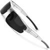 SIPLION Occhiali da sole da uomo, protezione UV400, polarizzati, montatura super leggera, CAT 3 CE, Grigio trasparente, m