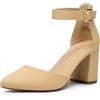 DREAM PAIRS Decollete Donna Tacco Blocco,Nude-Nabuk,43