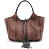 Cheval Firenze Borsa a Spalla Zara S/S, Vera Pelle Made in Italy (Testa di moro - Rafia scura)