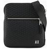 Armani Exchange Uomo Elba, Essential, logo all over, zip frontale Flat crossbody, nero, Nero, taglia unica